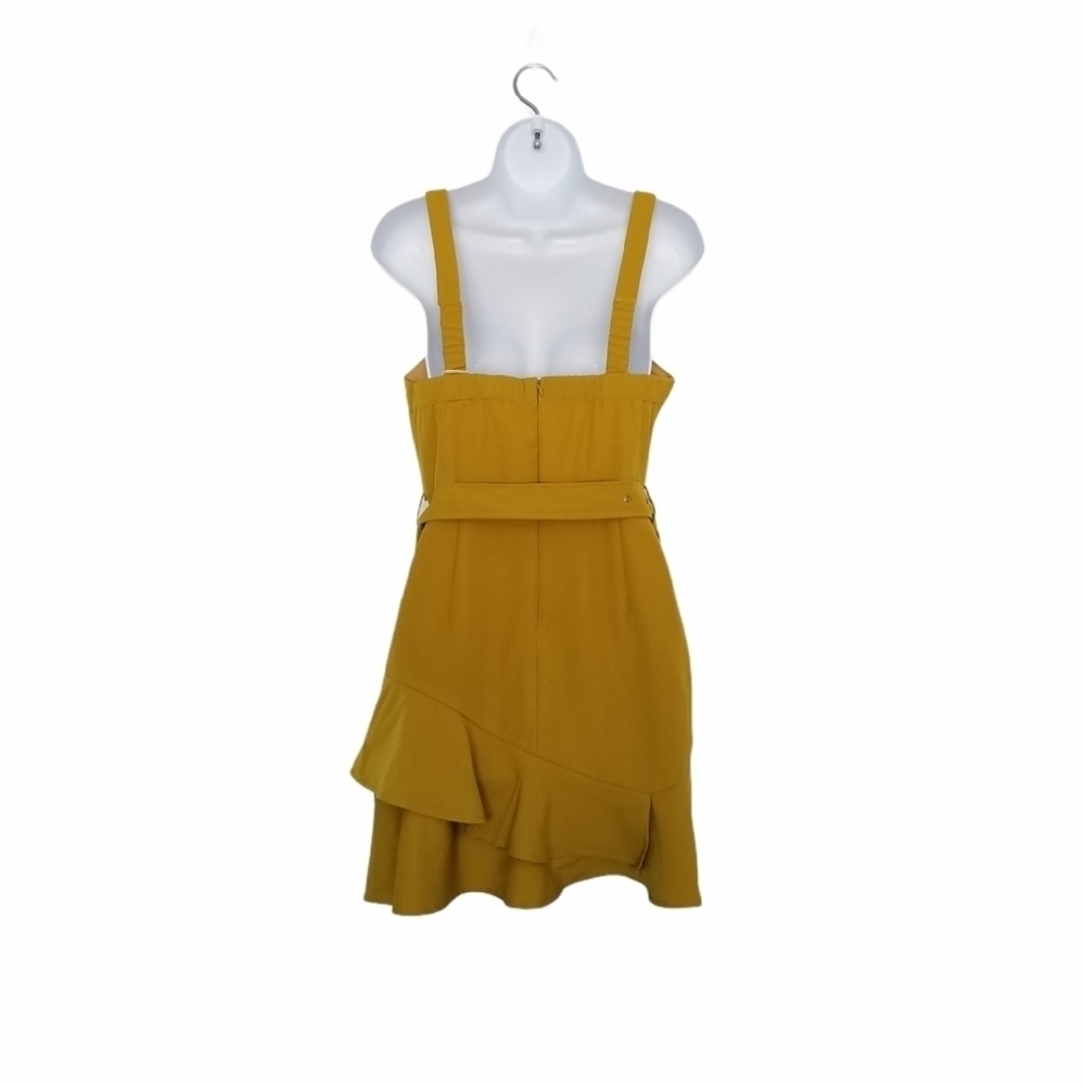 A.peach Ruffled Tiered Hem Rhinestone Buckle Dress - Picture 6 of 8